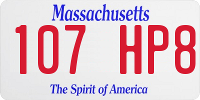 MA license plate 107HP8