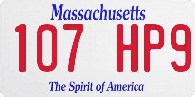 MA license plate 107HP9