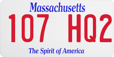 MA license plate 107HQ2