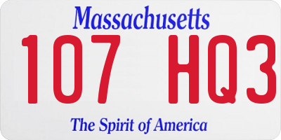 MA license plate 107HQ3