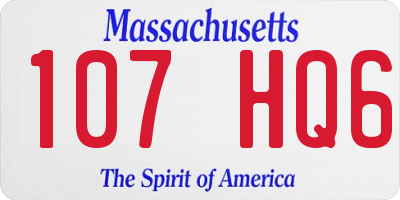 MA license plate 107HQ6