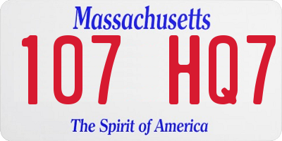 MA license plate 107HQ7