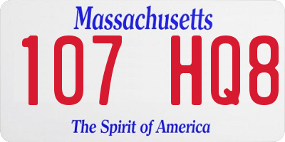 MA license plate 107HQ8