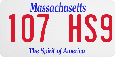 MA license plate 107HS9