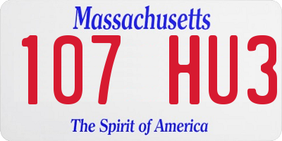 MA license plate 107HU3