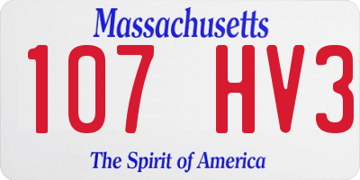 MA license plate 107HV3