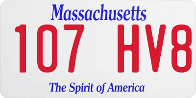 MA license plate 107HV8