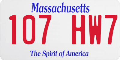 MA license plate 107HW7