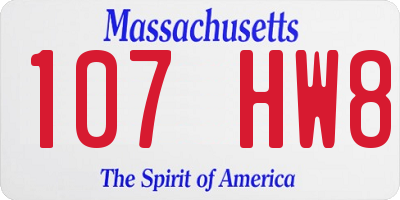 MA license plate 107HW8