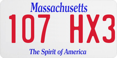 MA license plate 107HX3