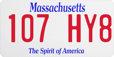 MA license plate 107HY8