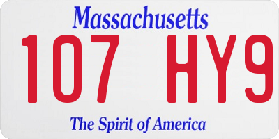 MA license plate 107HY9