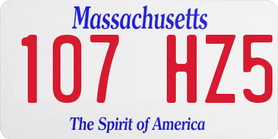 MA license plate 107HZ5
