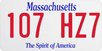 MA license plate 107HZ7