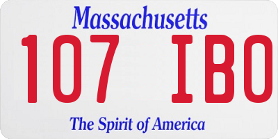 MA license plate 107IB0