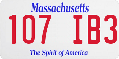 MA license plate 107IB3
