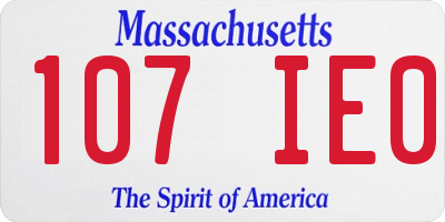 MA license plate 107IE0