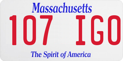 MA license plate 107IG0