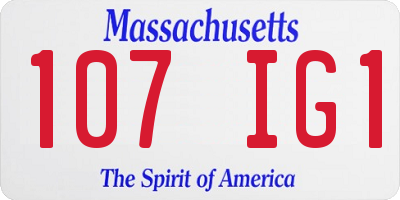 MA license plate 107IG1
