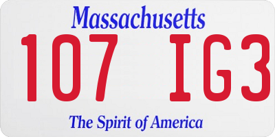 MA license plate 107IG3