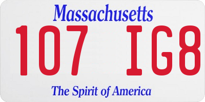 MA license plate 107IG8