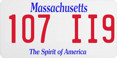MA license plate 107II9