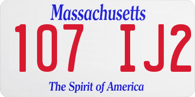 MA license plate 107IJ2