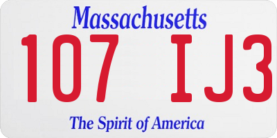 MA license plate 107IJ3