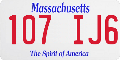 MA license plate 107IJ6