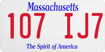MA license plate 107IJ7