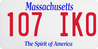 MA license plate 107IK0