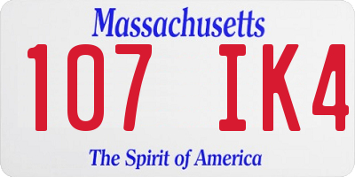MA license plate 107IK4