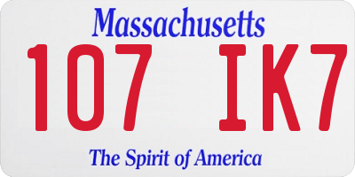 MA license plate 107IK7