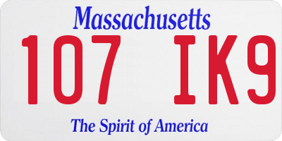 MA license plate 107IK9