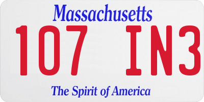 MA license plate 107IN3