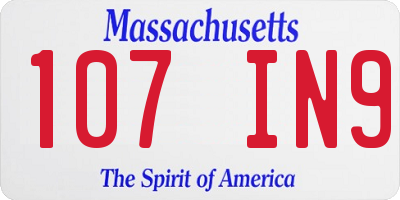 MA license plate 107IN9