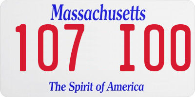 MA license plate 107IO0
