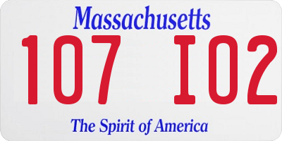 MA license plate 107IO2