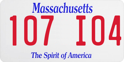 MA license plate 107IO4