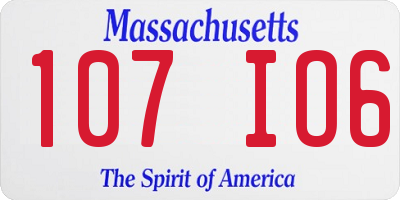 MA license plate 107IO6