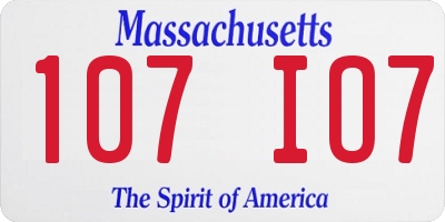 MA license plate 107IO7