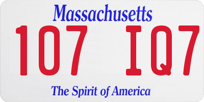 MA license plate 107IQ7