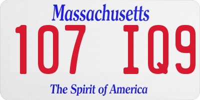 MA license plate 107IQ9