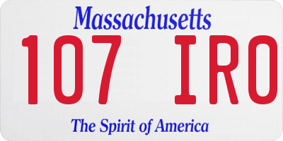 MA license plate 107IR0
