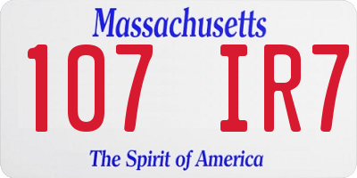 MA license plate 107IR7