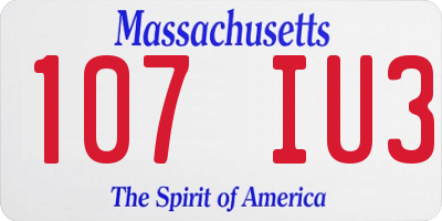 MA license plate 107IU3