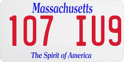 MA license plate 107IU9