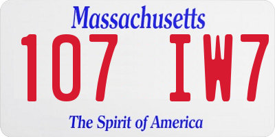 MA license plate 107IW7