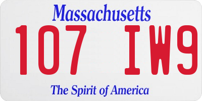 MA license plate 107IW9