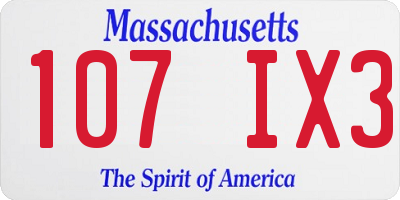 MA license plate 107IX3